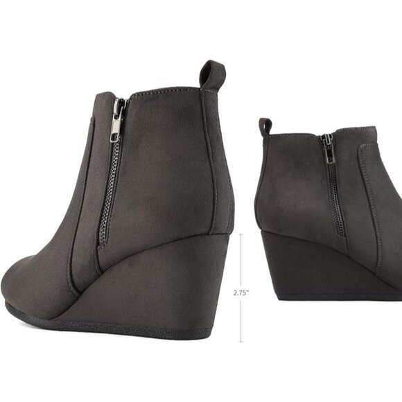 Dream Paris Size 9 Ankle Booties Wedge Heels Faux Suede Side Zipper Closure - Picture 6 of 12